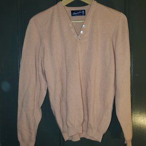 Drumohr Cashmere Pink Sweater with V Neck Buttons